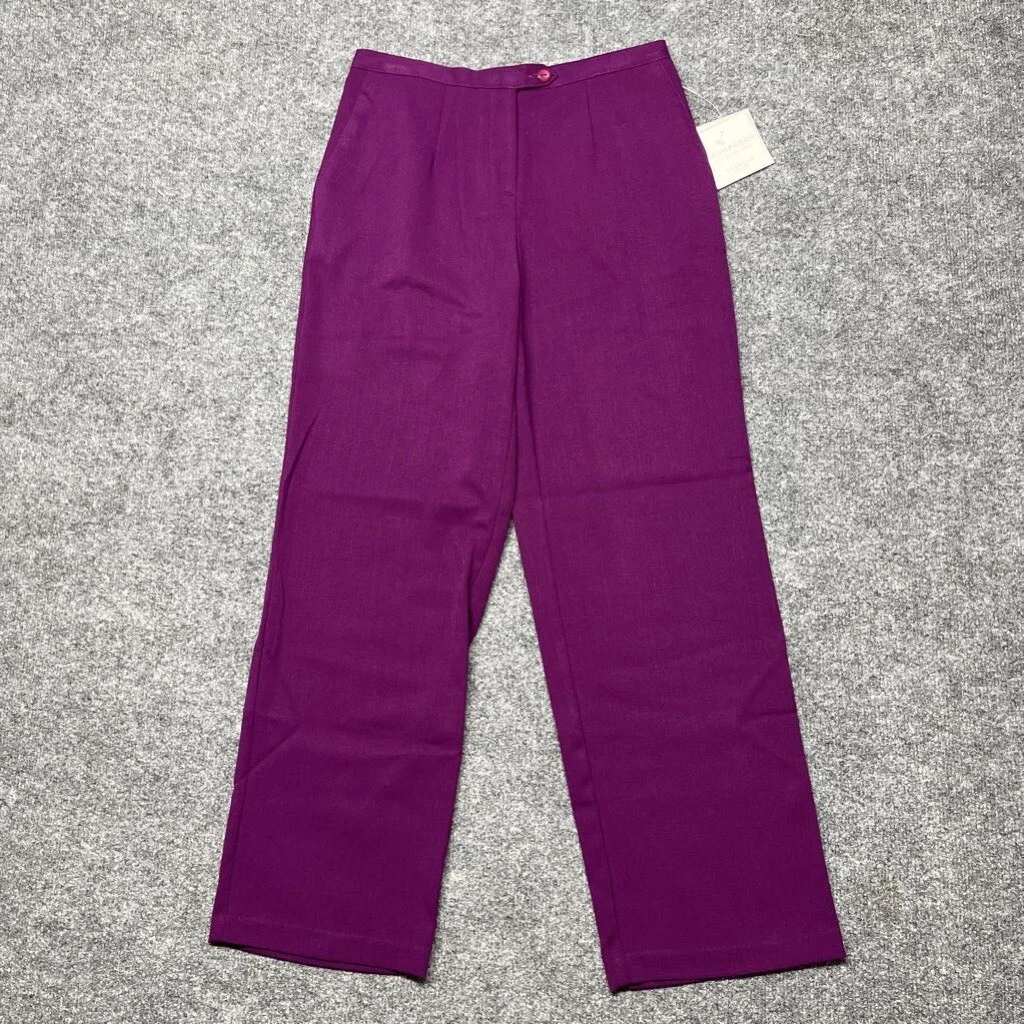 Sag Harbor Womens Straight Pants Purple Stretch Pockets Vintage Petites 8P New
