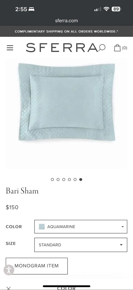 Sferra queen/full aqua Bari diamond coverlette and shams. Excellent condition. - Image 2 of 4