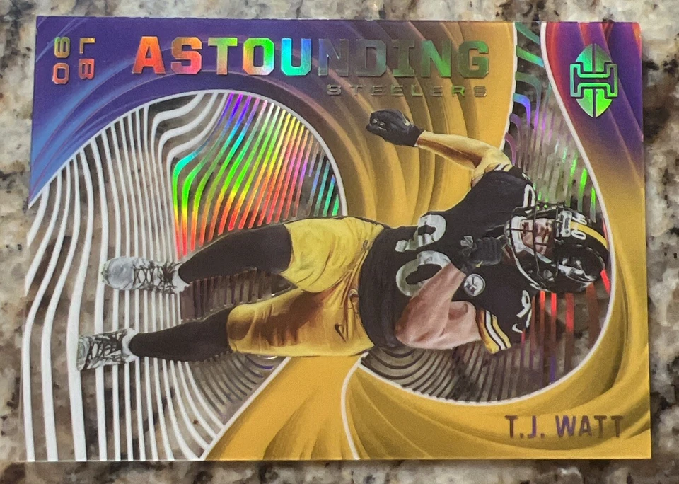 2020 Panini Illusions T.J. Watt Astounding Gold Color Match /25 SSP Steelers - Image 2 of 4