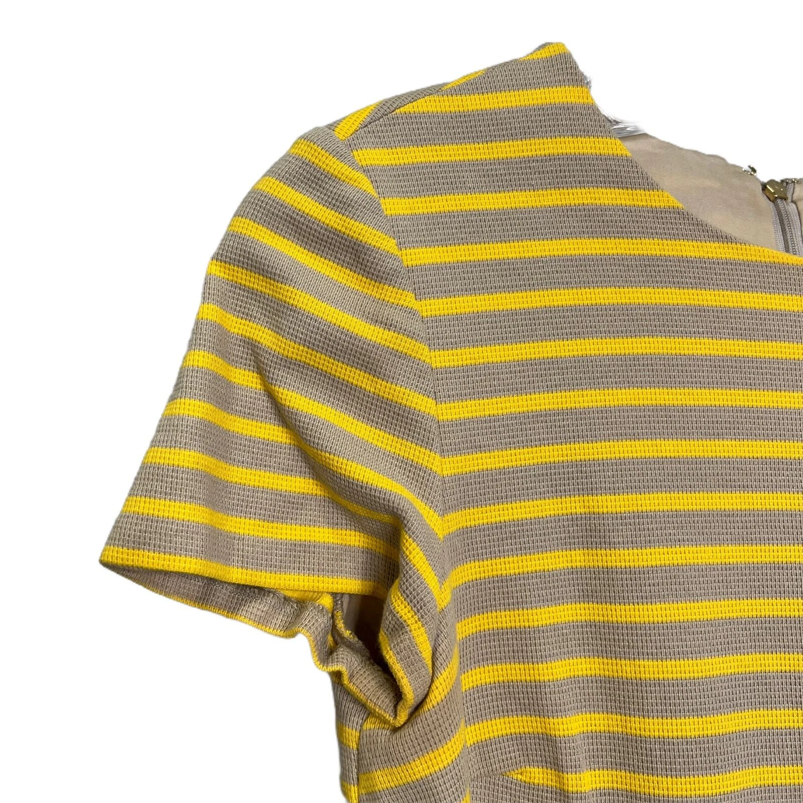 Mini abito Tory Burch A Line giallo a righe maniche corte collo a vite cotone taglia S