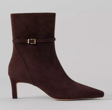 NEW ANN TAYLOR BROWN ANKLE CHAIN SUEDE BOOTIE BOOTS SZ 8.5
