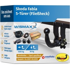 ANHÄNGERKUPPLUNG abnehmbar für Skoda Fabia II 07-10 +13pol E-Satz Westfalia