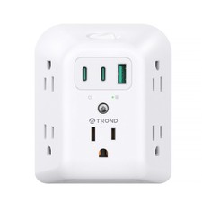 TROND 2 Prong to 3 Prong Outlet Adapter with 2 PD20W USB-C, Multiple Outlet Wall