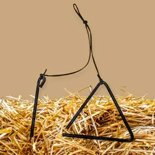 RUSTIC Wrought Iron WESTERN Dinner Triangle Bell with Striker LEATHER STRAP 9"