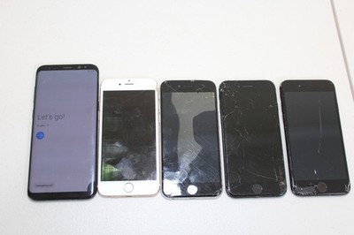 (5) Phones (2) iPhone 7s A1778 (2) iPhone 6s A1549 (1) Samsung Galaxy S8