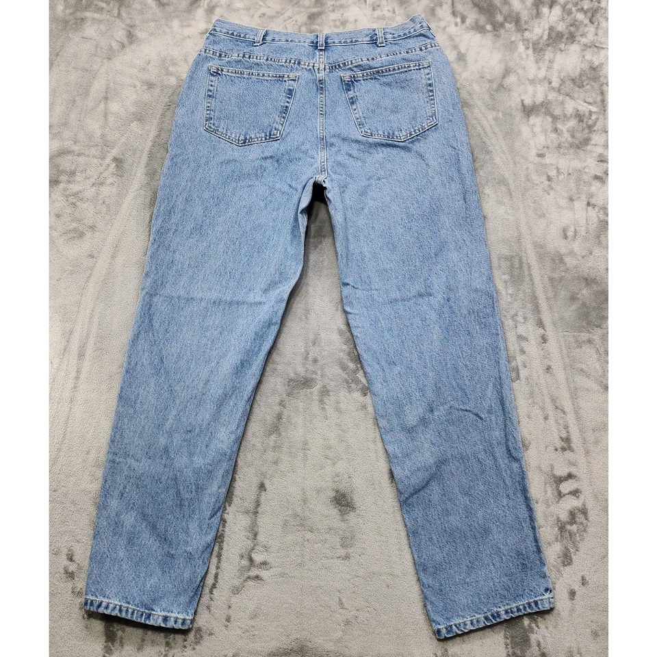 Pantalones de mezclilla Lands End vintage años 90 para mujer 18 ALTOS azul tiro alto cónicos mamá informales Foto 4 de 4