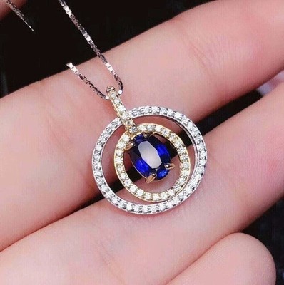 2Ct Oval Cut LabCreated Sapphire Women's Pendant 14K White Gold Plated