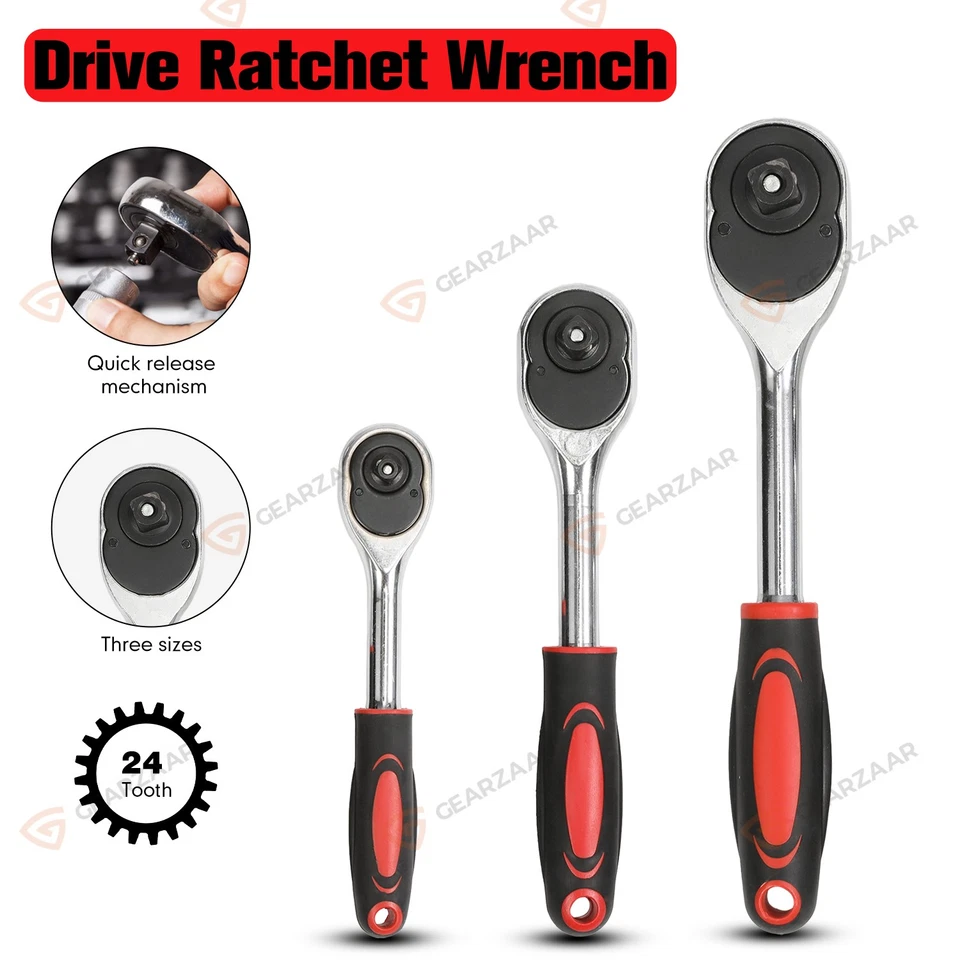 216PCS Socket Set 1/4 3/8 1/2" Spanner Drive Ratchet Wrench Mechanic Tool Kit - Image 4 of 4