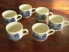 Churchill England 6 Blue Willow Cups