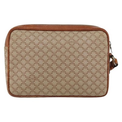 CELINE Macadam Canvas Clutch Bag PVC Beige Gold Auth gh1151 | eBay