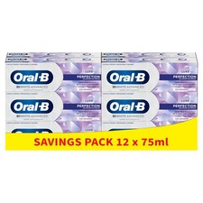 Oral-B 3D White Advanced Whitening Luxe Perfection Toothpaste 75ml - Pack of 12 27.77 per litre