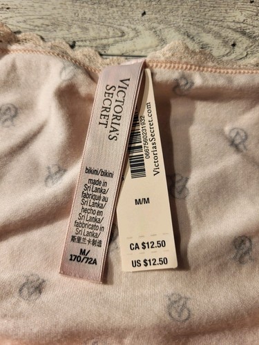 Victoria's Secret freches Baumwollhöschen pink mit schwarz Vs Größe Medium neu mit Etikett - Bild 3 von 5