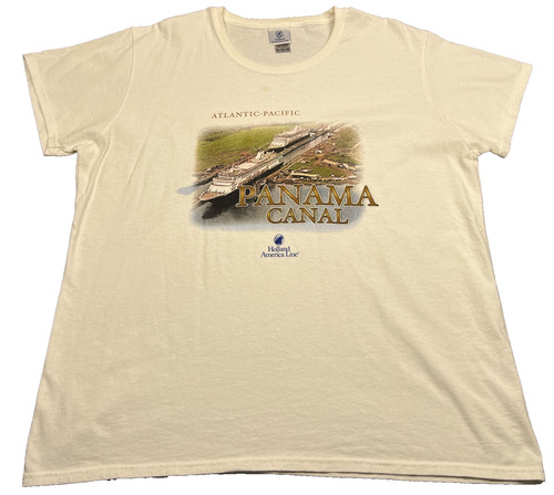 Holland America Line Panama Canal Atlantic-Pacific T Shirt Womens 2XL White Tee