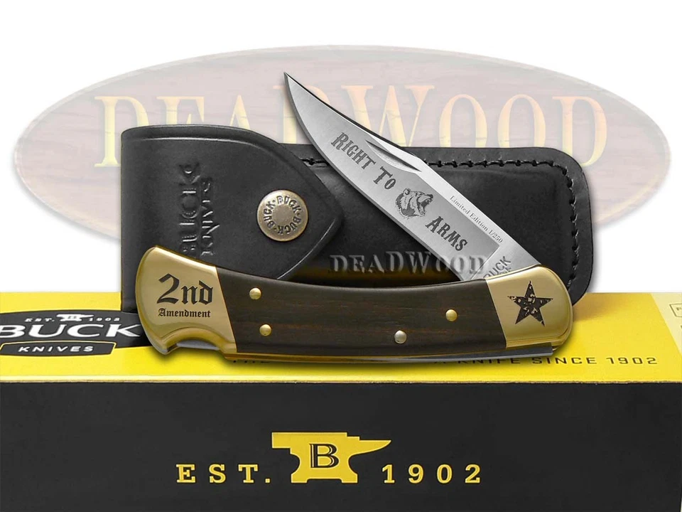 Faca de bolso Buck 110 dobrável Hunter braço direito de portar madeira de ébano 1/250 - Imagem 4 de 4