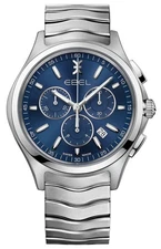 Ebel Wave Chronograph Stainless Steel Blue Dial Quartz Mens Watch 1216344