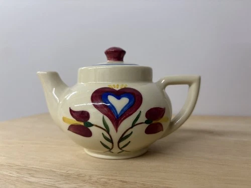 Vintage Shawnee USA Pennsylvania Dutch Folk Art Design Small Teapot Marked USA