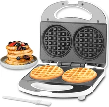 Double Mini Waffle Maker, 4-Inch Chaffle Maker | Small Waffle Iron for Keto, Has