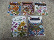 : Lot Of 5 Adult Coloring Books -New-Cats-Flowers-Gardens-impressions-more 