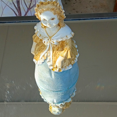 Marty Sculpture Cream Green Girl Bell