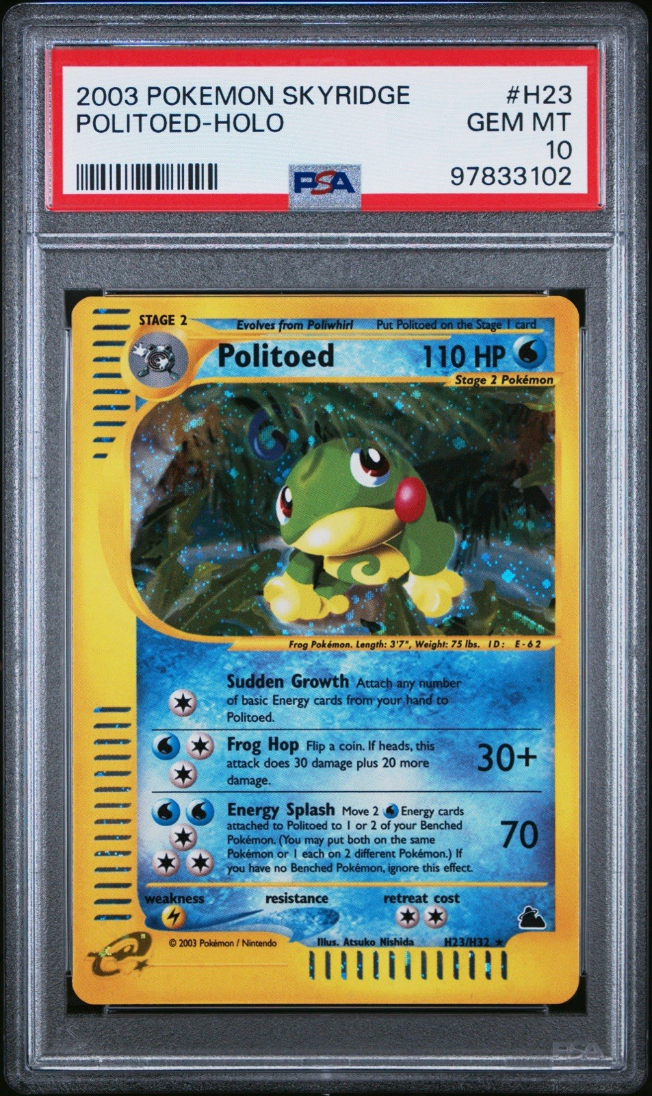 2003 Pokemon Skyridge #H23 Politoed Holo PSA 10 GEM MINT!