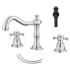 GGStudy 2 Handles 3 Holes Widespread Chrome Bathroom Sink Faucet Mixer Tap