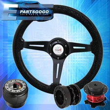 Steering Wheel Black Wood Sparkling + Quick Release + Extender For 96-15 Civic