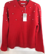ALASHAN Cashmere Sweater Womens XL Knit Flowers Bead Detail SIZE XL Merino Lux