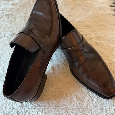 Ermenegildo Zegna Brown Leather Slip-On Loafers - Men display picture 2
