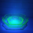 Vintage Anchor Hocking Princess Green Octagonal Serving Bowls Uranium Depression