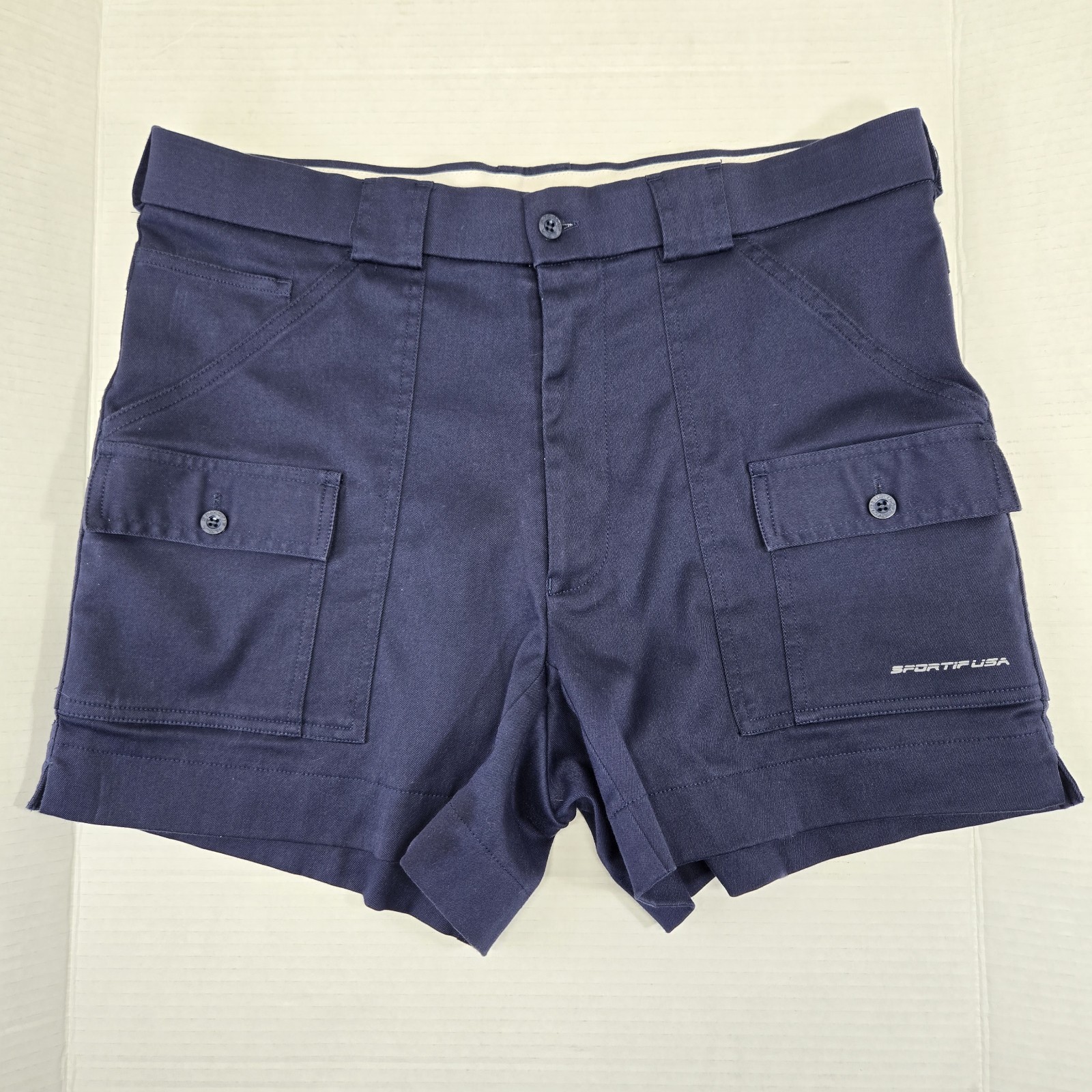 Vintage Sportif Shorts Navy Blue Cargo Pockets 90s Outdoor Dad Men’s Size 36