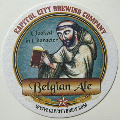 BELGIAN ALE Beer COASTER, Mat w/ MONK, Capitol City Brewing Co, WASHINGTON D.C.
