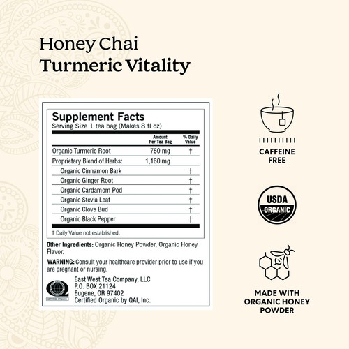 Yogi Organic Honey Chai Turmeric Vitality Tea 16 Count 4 Pack - 第 3/9 張圖片