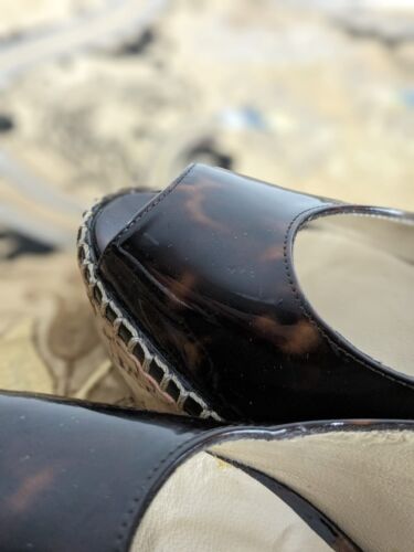Stuart Weitzman Black Brown Open Toe Wedge Sandals Size UK 3 - Picture 3 of 14