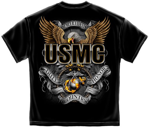 New USMC HONOR DUTY COUNTRY T Shirt USA MILITARY ERAZOR BITS - 第 1/2 張圖片