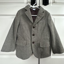 crewcuts 6-7 Large Boys Brown Herringbone Blazer Jacket 6 7