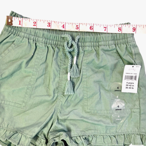 NWT Baby Gap Girl's Twill Pull On Shorts 4 Years Green Pockets Ruffle Hem - Picture 10 of 13