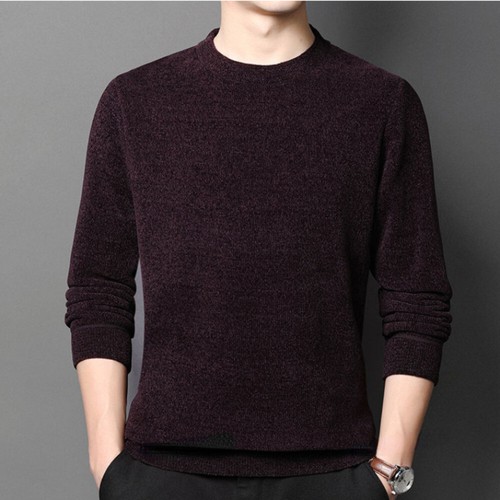 Men Faux Cashmere Knitted Sweater Jumper Slim Knitwear Crew Neck Retro Basic Top - Picture 15 of 18