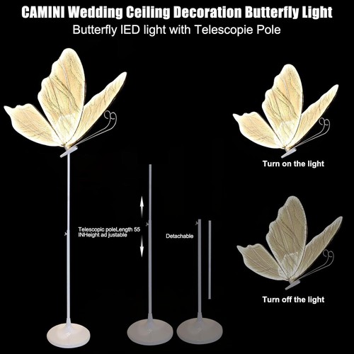 2PCS Outdoor Floor Butterfly Lamp,Luminous Led Lighting for Party Wedding Golden - Picture 3 of 10