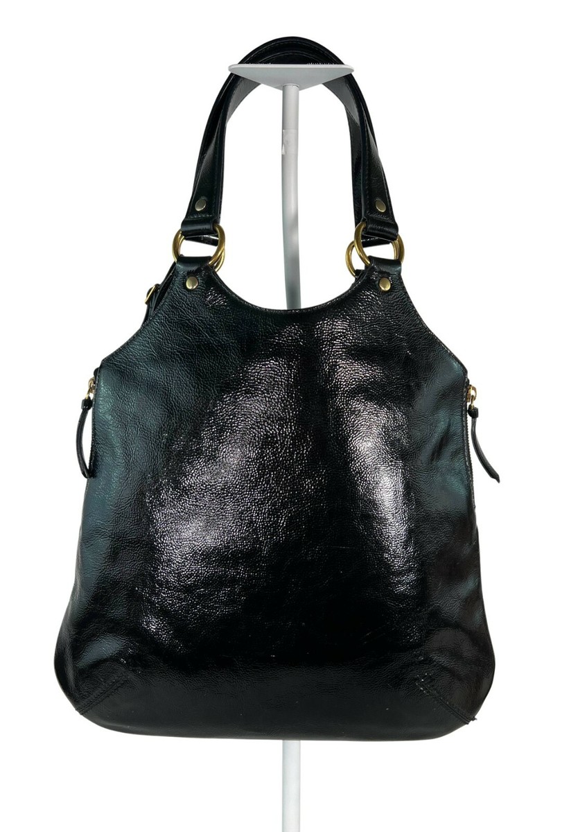 YVES SAINT LAURENT黒 メッシュ バッグ Yves Saint Laurent Black Python Embossed Leather Sac Rider