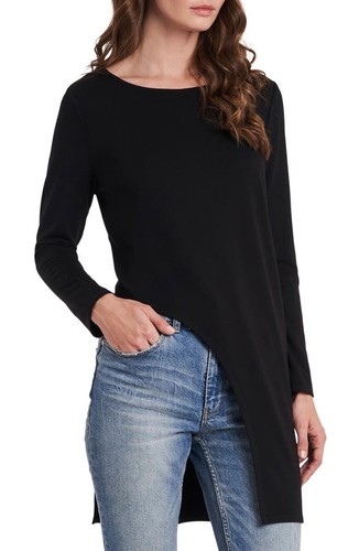 Vince Camuto Tunic Top Women's Asymmetric Stretch Scoop Neck Black Size M  New 195203392943 | eBay