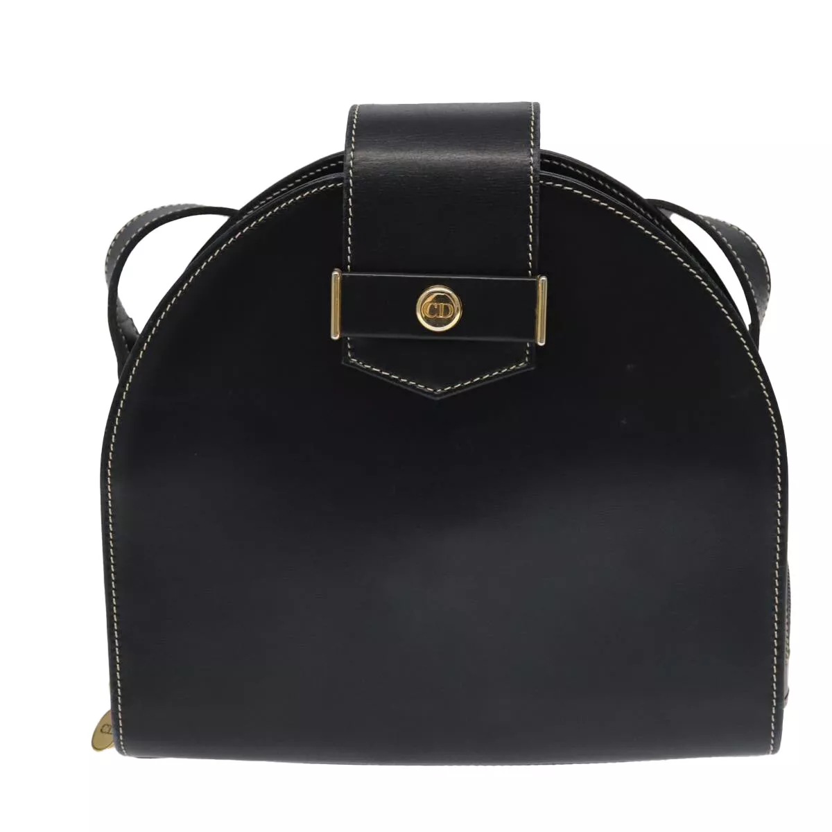 Sac bandoulière Dior Cd en cuir noir authentique