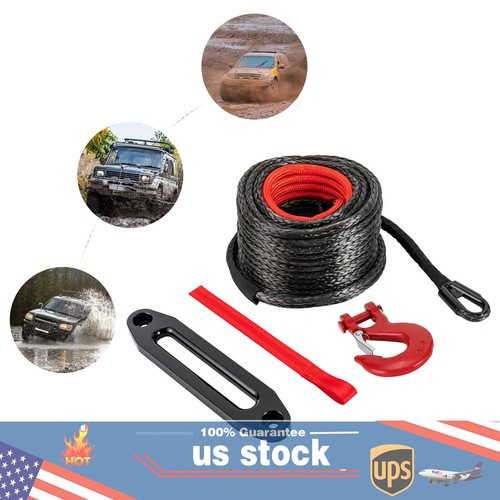 Synthetic Winch Line Cable Rope With Sleeve + Winch Hook 1/2"x92ft For ATV UTV - Picture 28 of 44