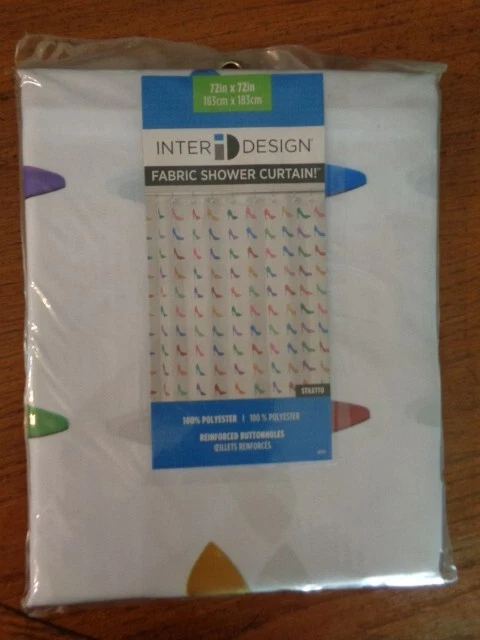 Cortina de Ducha Colorido Tacón Alto Stiletto Zapatos 72" Tela ID InterDesign NUEVO Foto 3 de 4