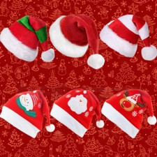 Santa Hat Santa's Caps Christmas Hat Plush Red Holiday Adult Christmas Cap US
