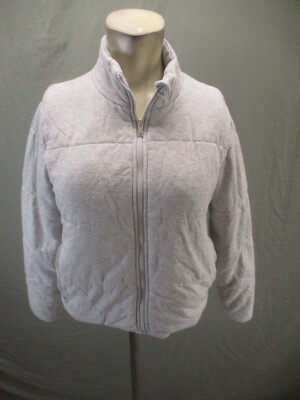 Tree Dots Size S Womens Gray Full Zip Stand Collar Pocket Warm Basic Jacket 817
