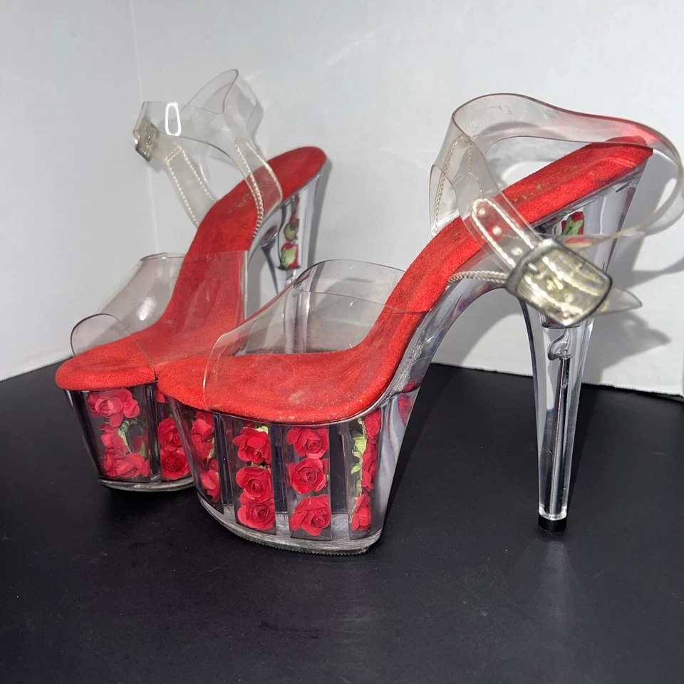 Pleaser Coqueto Flor Inserción Correa al Tobillo Tacones Altos Zapatos Adultos Mujeres ADORE/708FL Foto 2 de 4