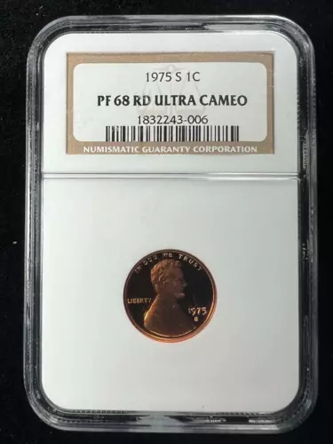 1975 S LINCOLN CENT PROOF 1C PF68 RD ULTRA CAMEO NGC; UCAM PR68 DCAM; SKU 3167