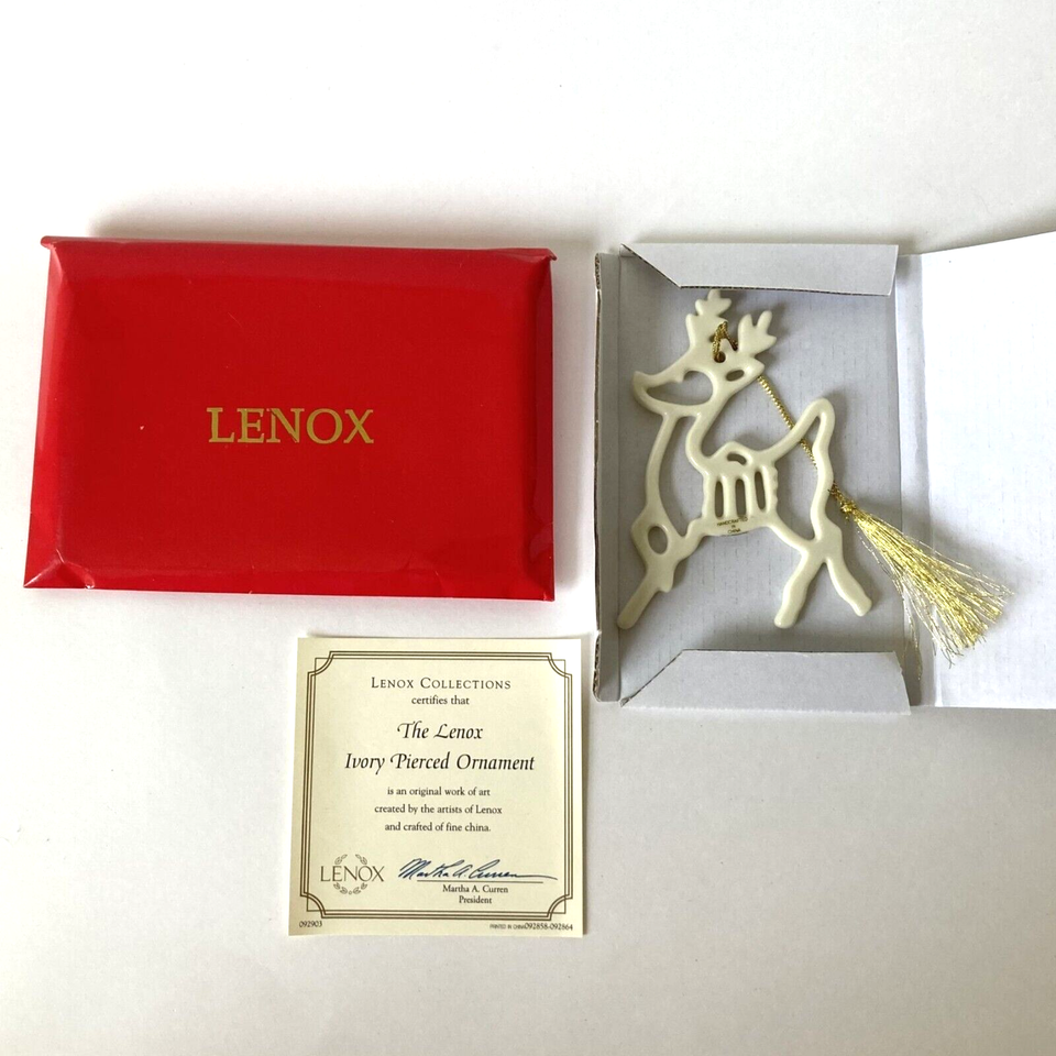 Lenox ivory Pierced Reindeer Ornament Collection Porcelain Bone China
