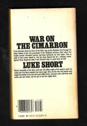 Luke Short War on the Cimarron 1980 Bantam Western Paperback - Picture 2 of 2