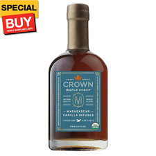 Madagascar Vanilla Infused Organic Maple Syrup, 12.7 Fl Oz, Real Vanilla Bean, P